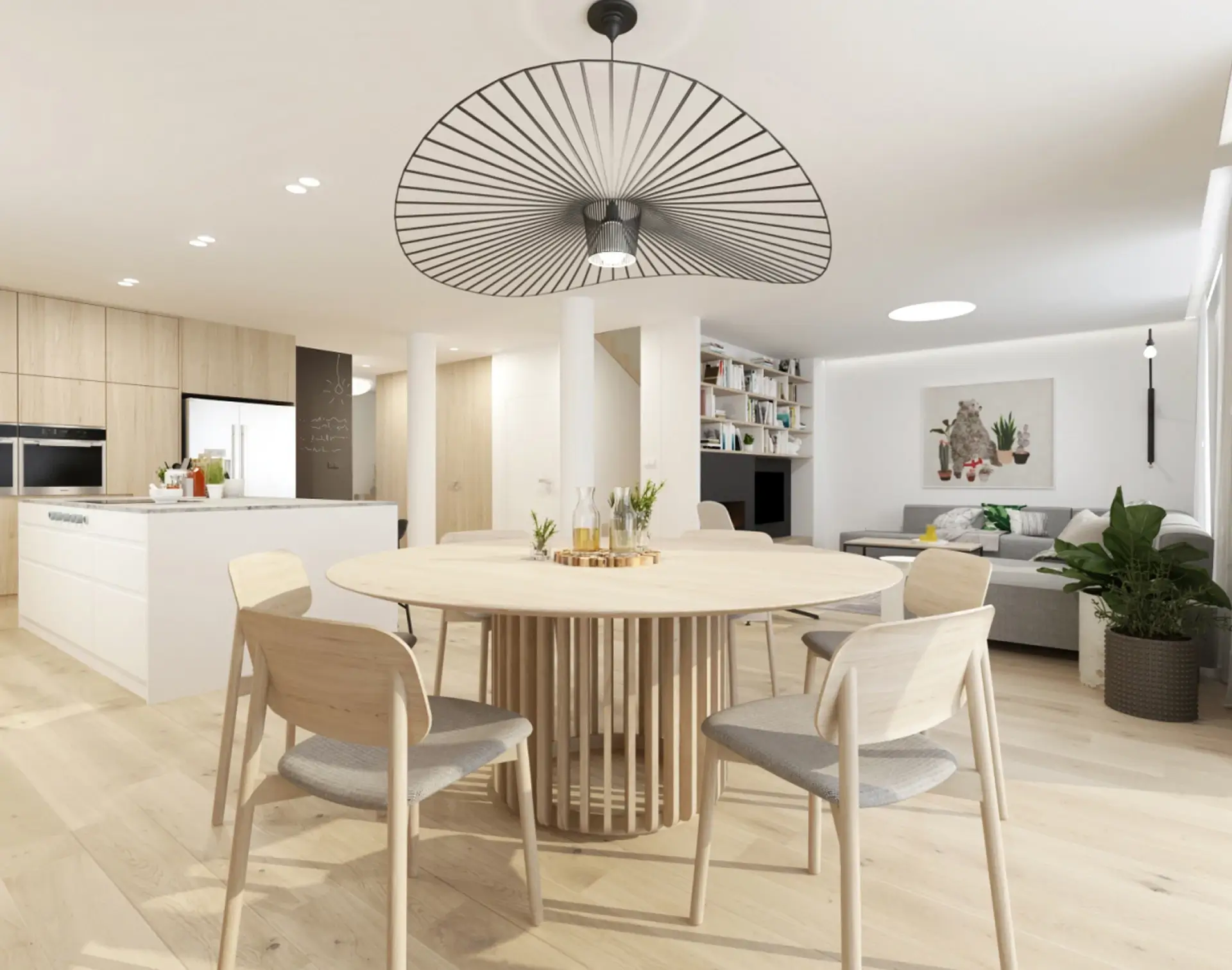 Návrh vstupnej haly rodinného domu KE Grot v Košiciach, biely tehličkový obklad, 225m²