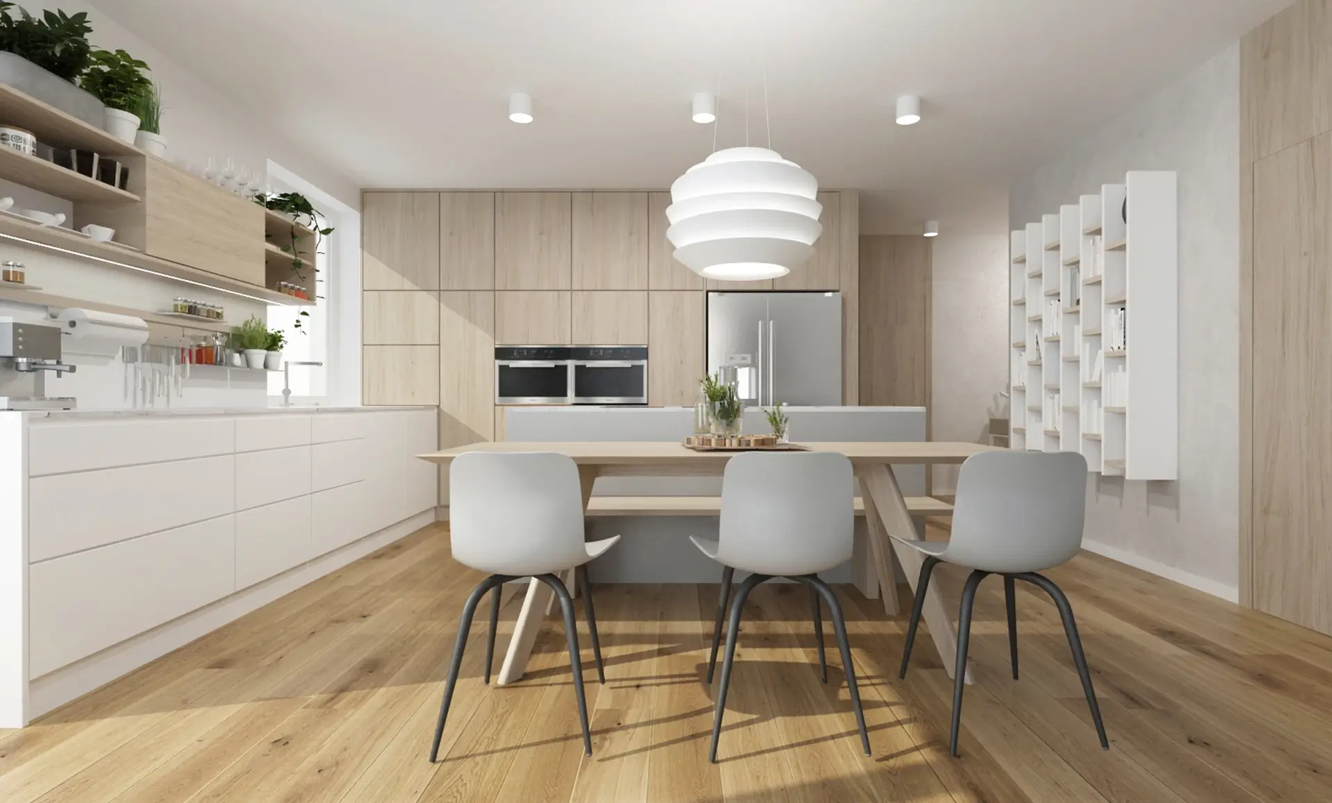 Svetlý návrh interiéru penthouse Kocelova s výhľadom na Bratislavský hrad, 117m²