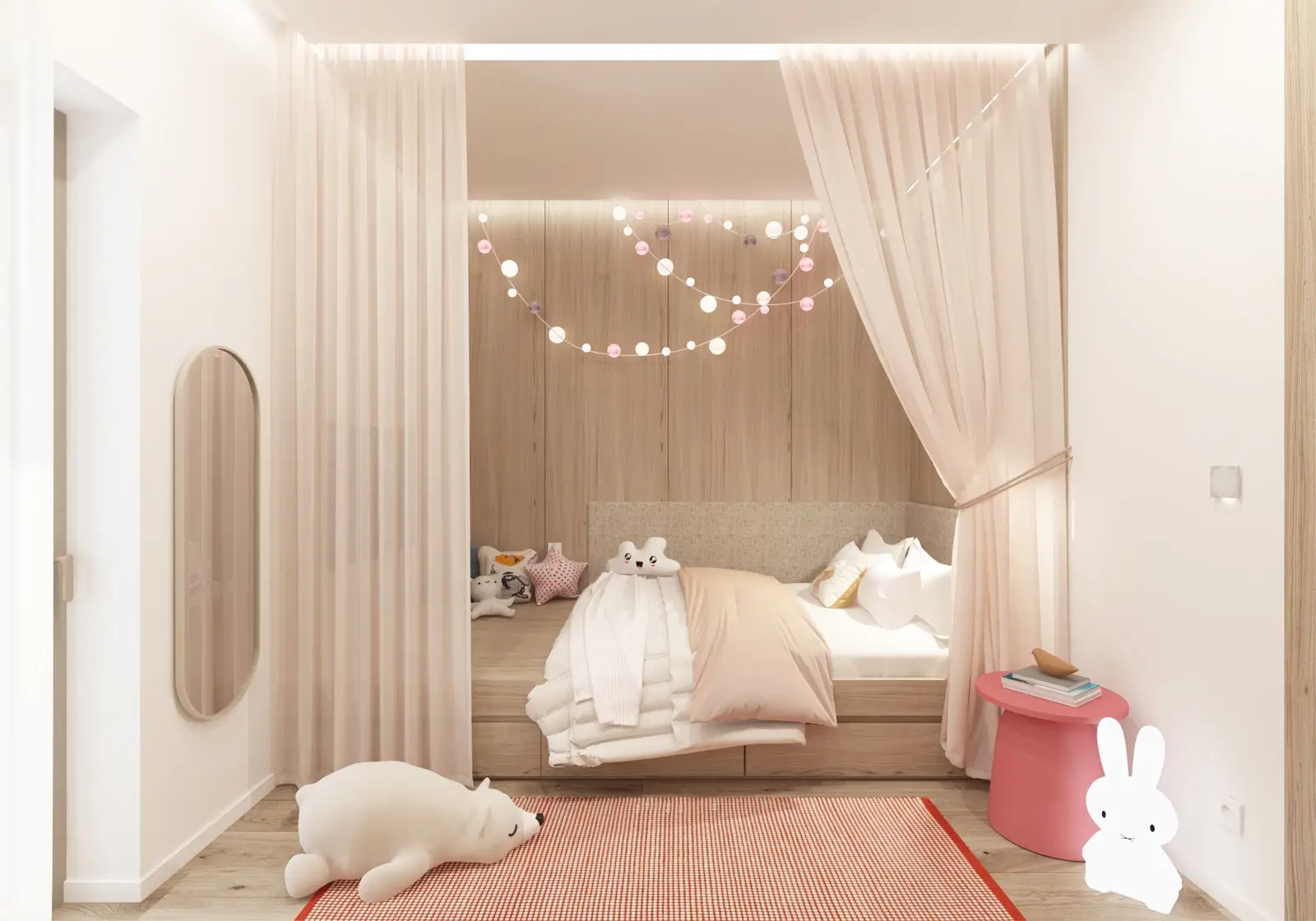 Návrh detskej izby s baldachýnom nad posteľou, rodinný dom RD RA, Veronika Paluchová